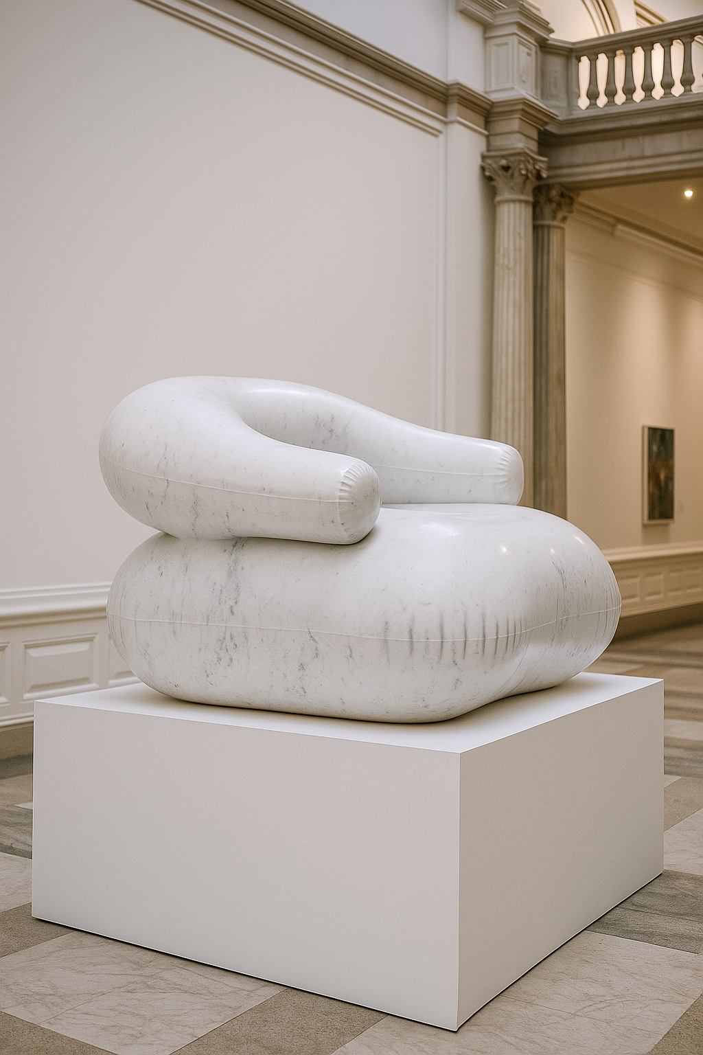 Freddy Marbic, 2023, Premium Carrara marble, 600 kg, 90 x 90 x 55 cm