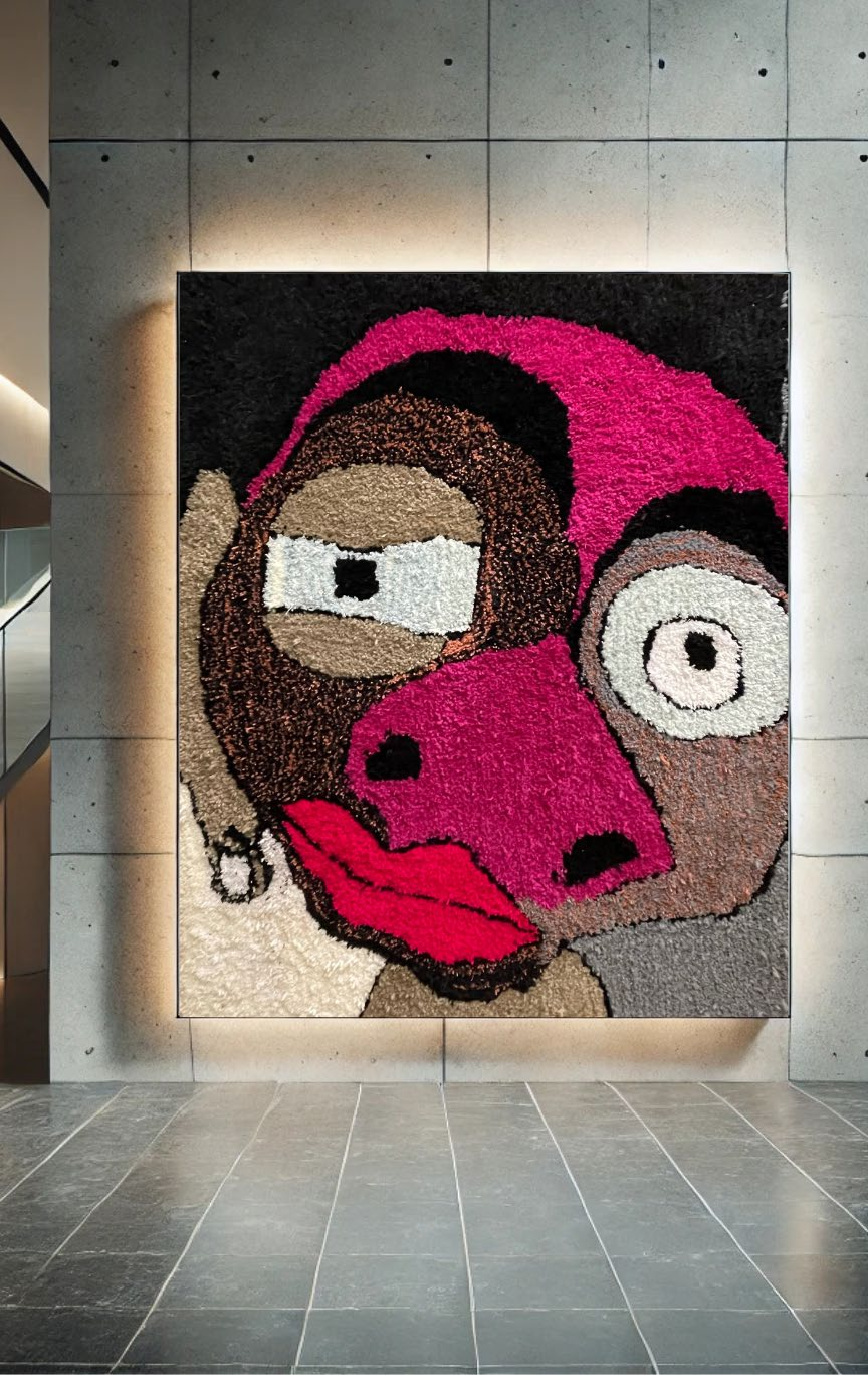 Large Karel Portrait installed on a gallery wall